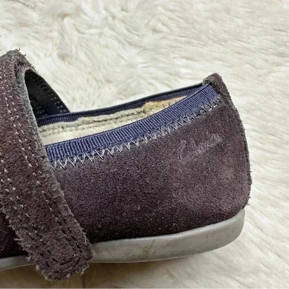Clarks Ballet Flats Purple Silver Velvety Toddler Size 8 - Picture 13 of 16